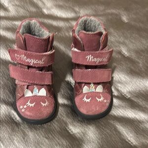 Leather Magical Pink Kids boots with arch support for fall